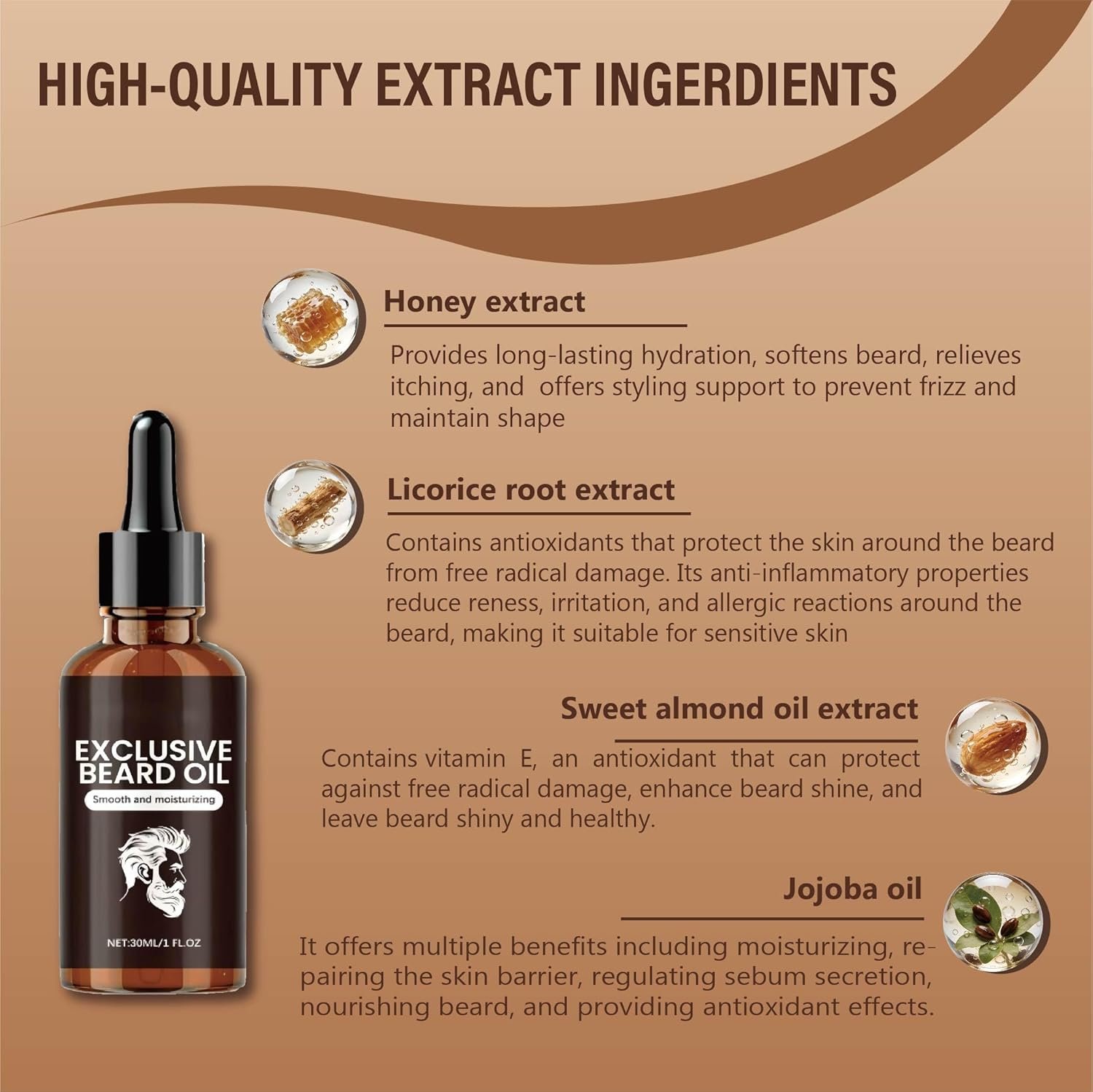 Beard Oil - Almond & Licorice Leaf (30ml)